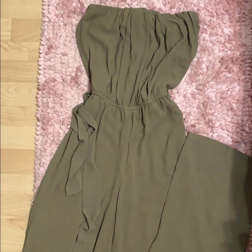 Olive green jumpsuit.